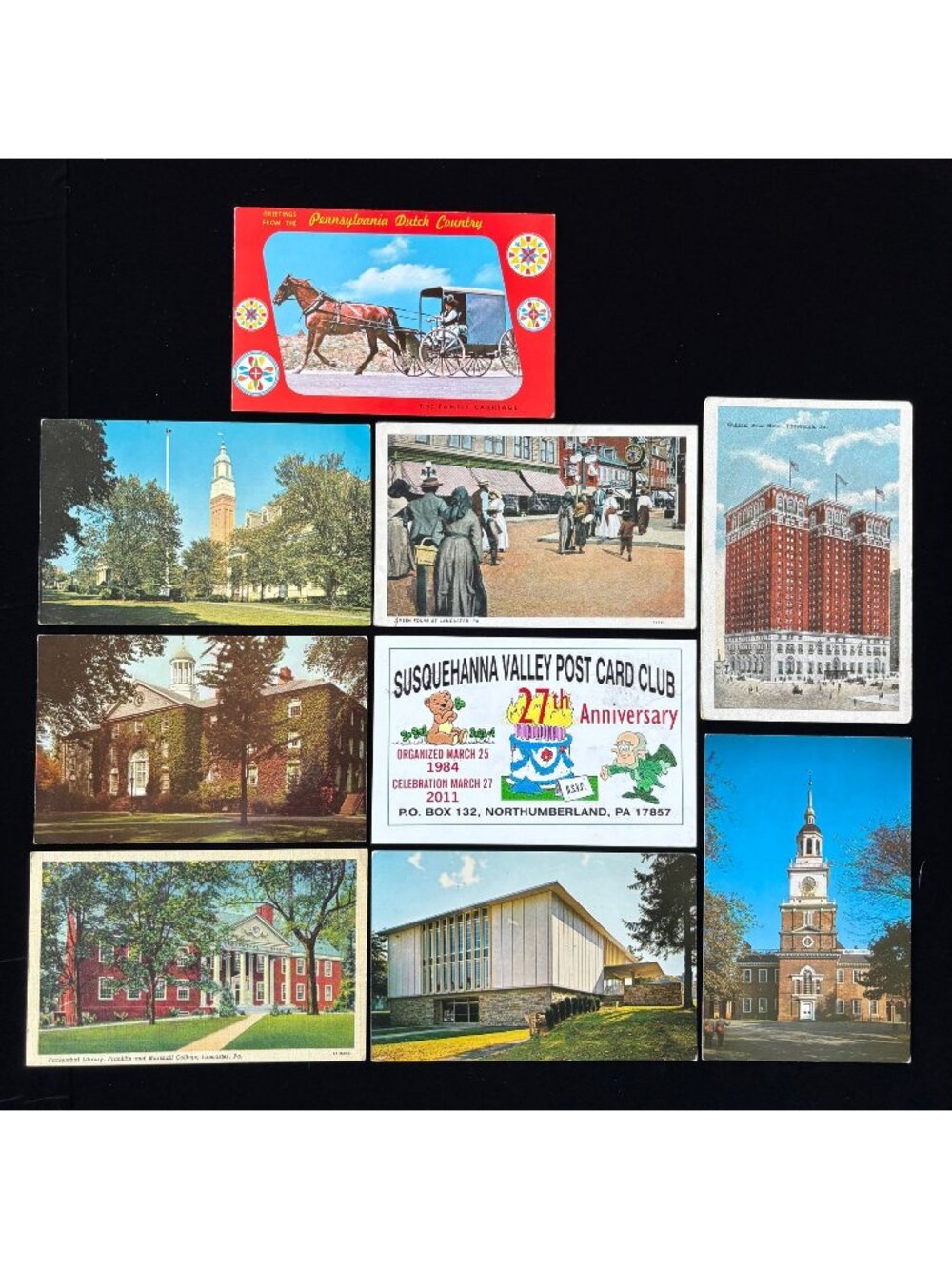 Vintage Postcard Lot Pennsylvania Lancaster Susquehanna Club Amish Hotel Horse